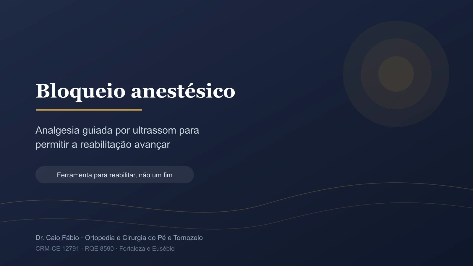 Bloqueio anestésico guiado por ultrassom para permitir a reabilitação avançar — Dr. Caio Fábio